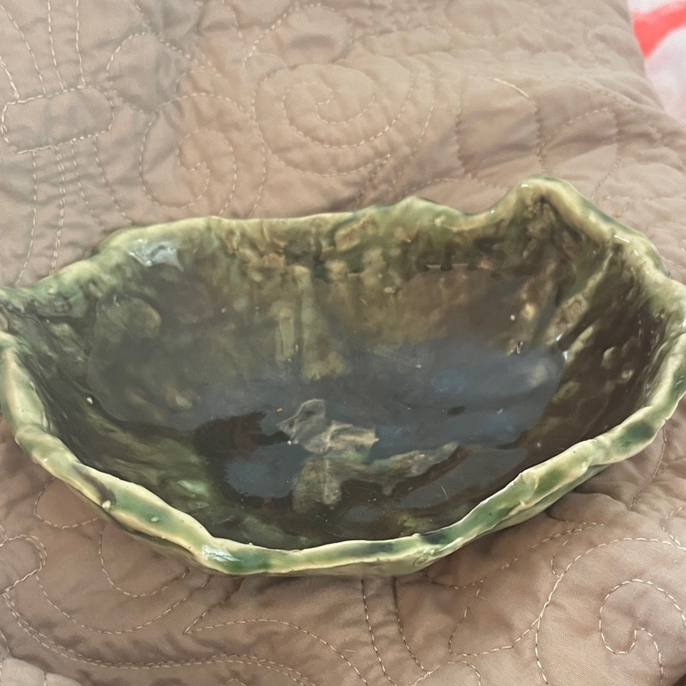 Handcrafted Green Ceramic Bowl